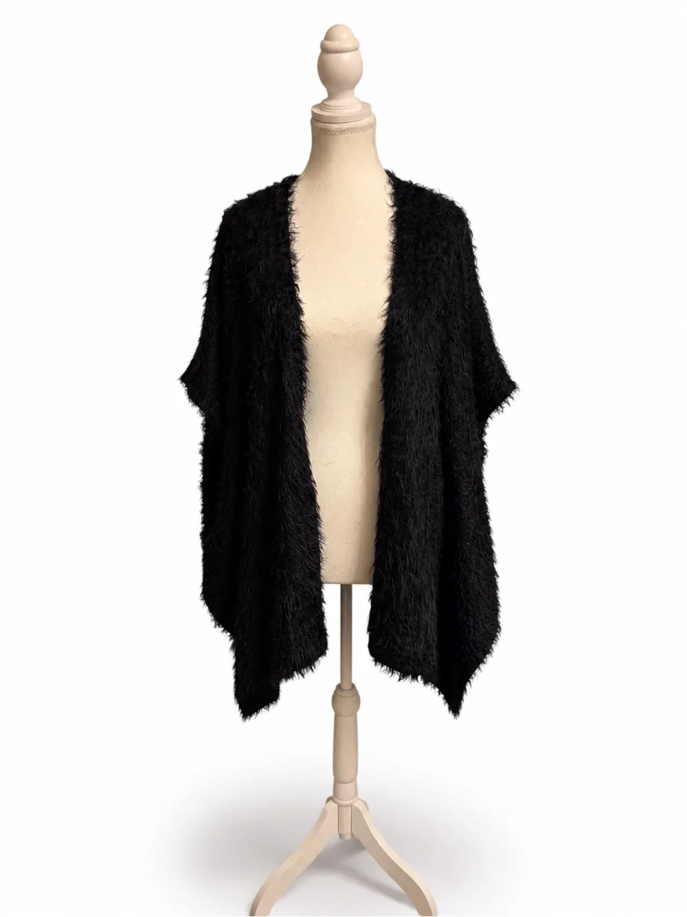 Chico’s Black Eyelash Knit Cardigan Wrap L/XL Cozy Quiet Luxury Layering